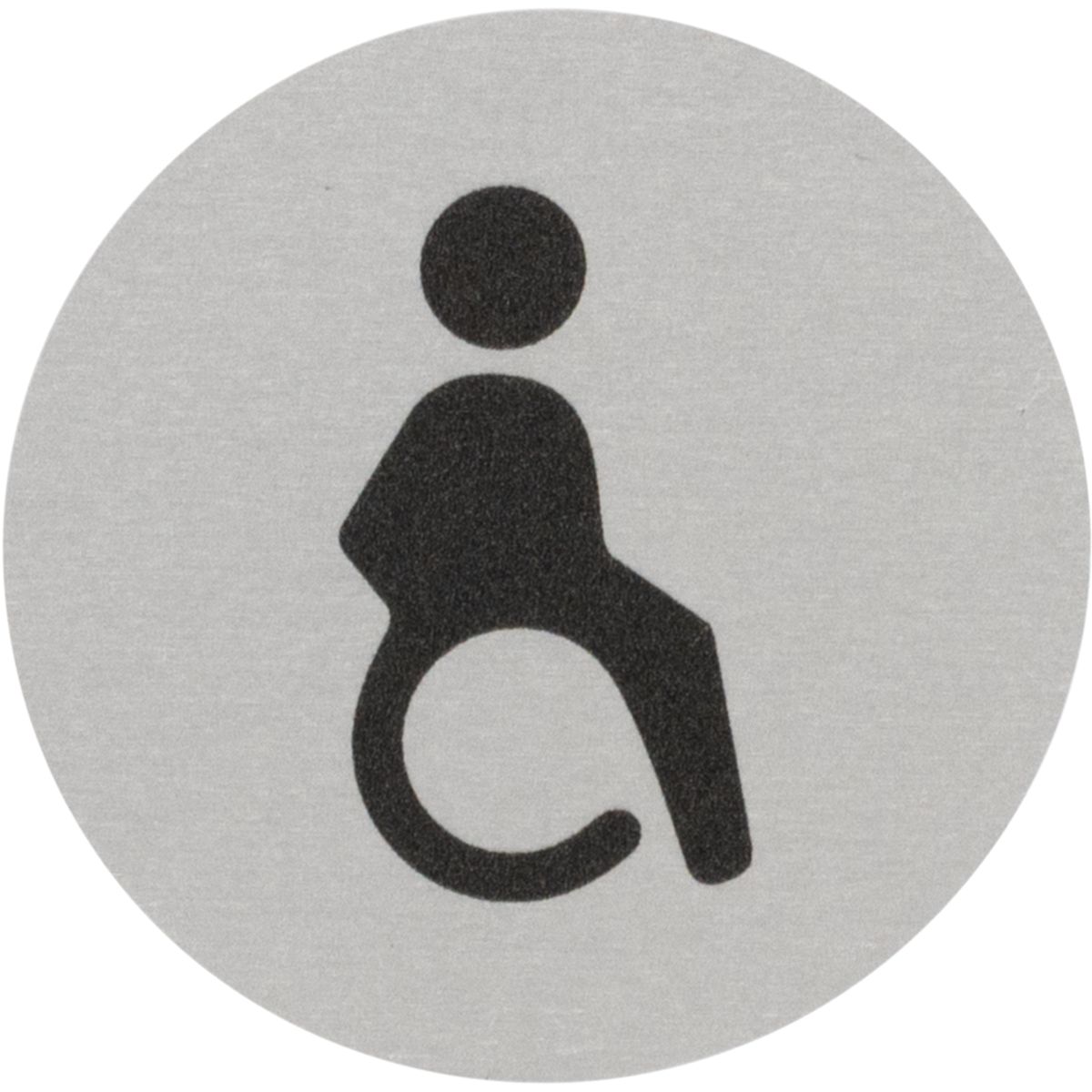 WC Schild Barrierefrei aus Aluminium, Silber, 60 mm Durchmesser, Klebemontage