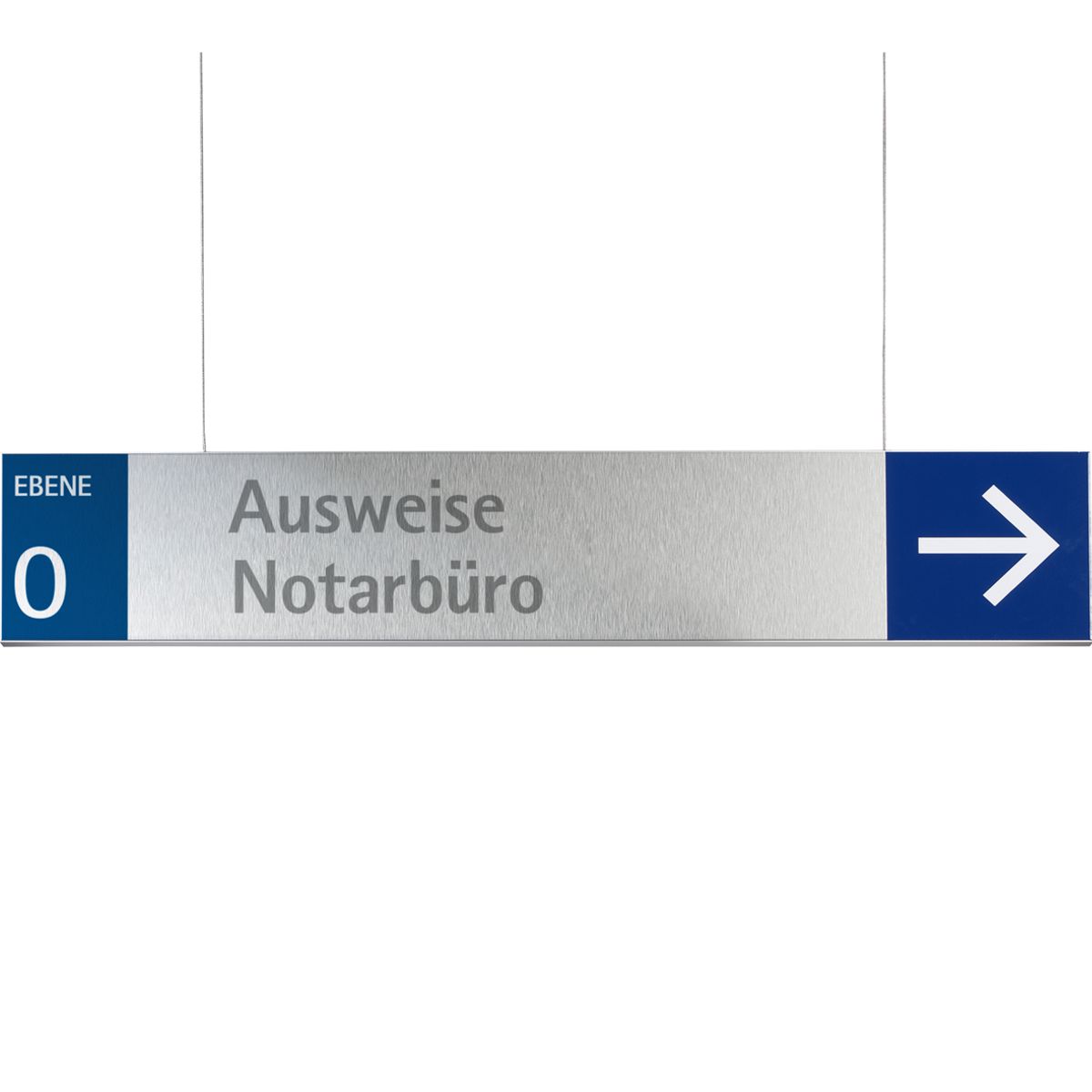 Deckenhänger (Hängeschild), Modell Rio, 150 x 1.000 mm (H x B), Beschriftung direkt