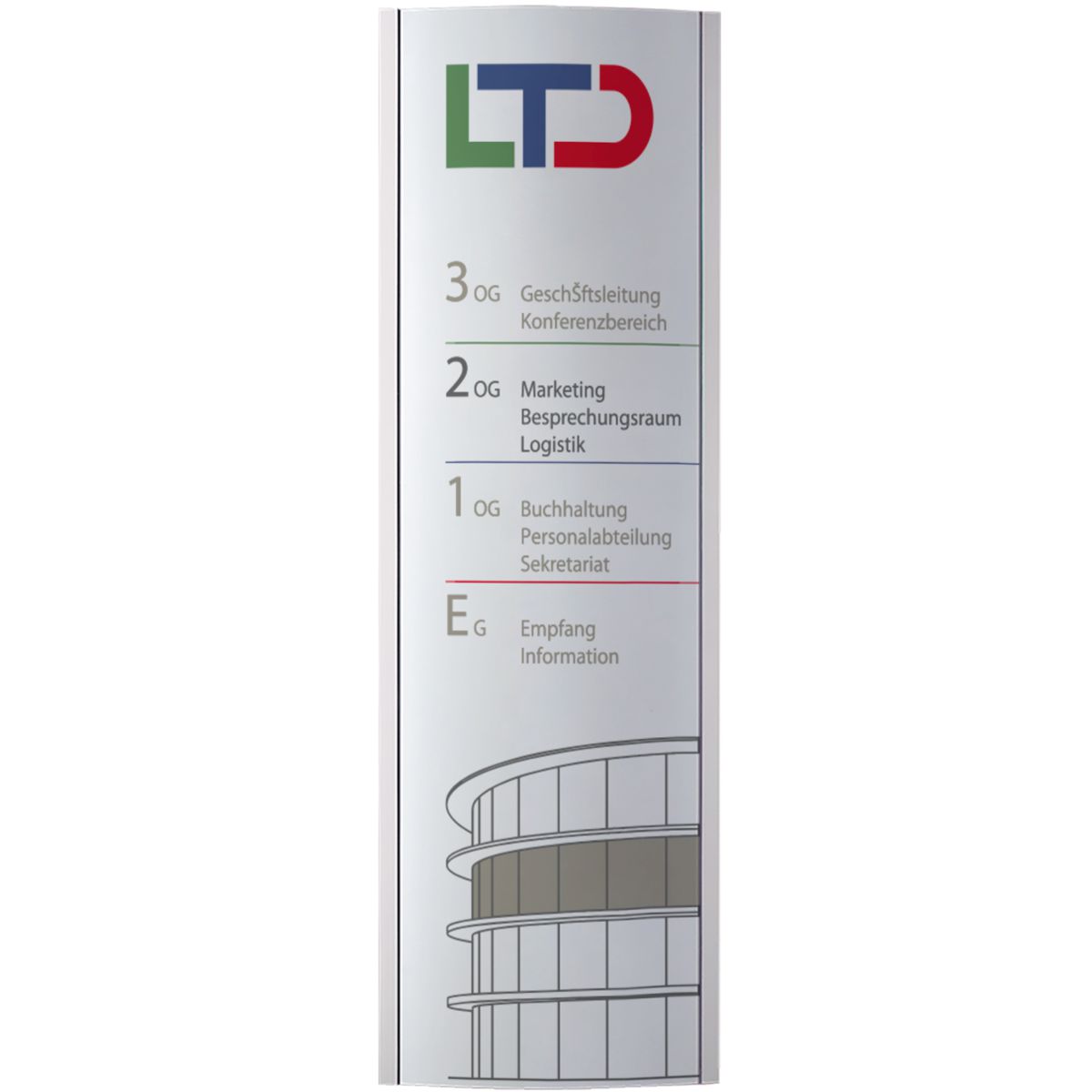 Wandschild, Modell Orlando, 1.000 x 320 mm (H x B), Hochformat