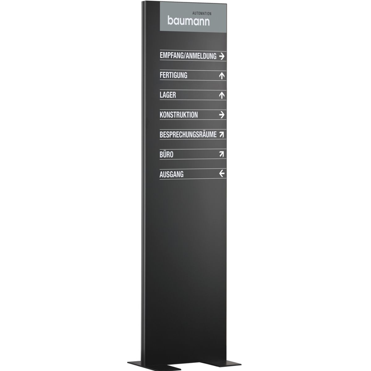 Innenaufsteller (Infostele), Modell Madrid, 2.000 x 600 mm (H x B), Schwarz