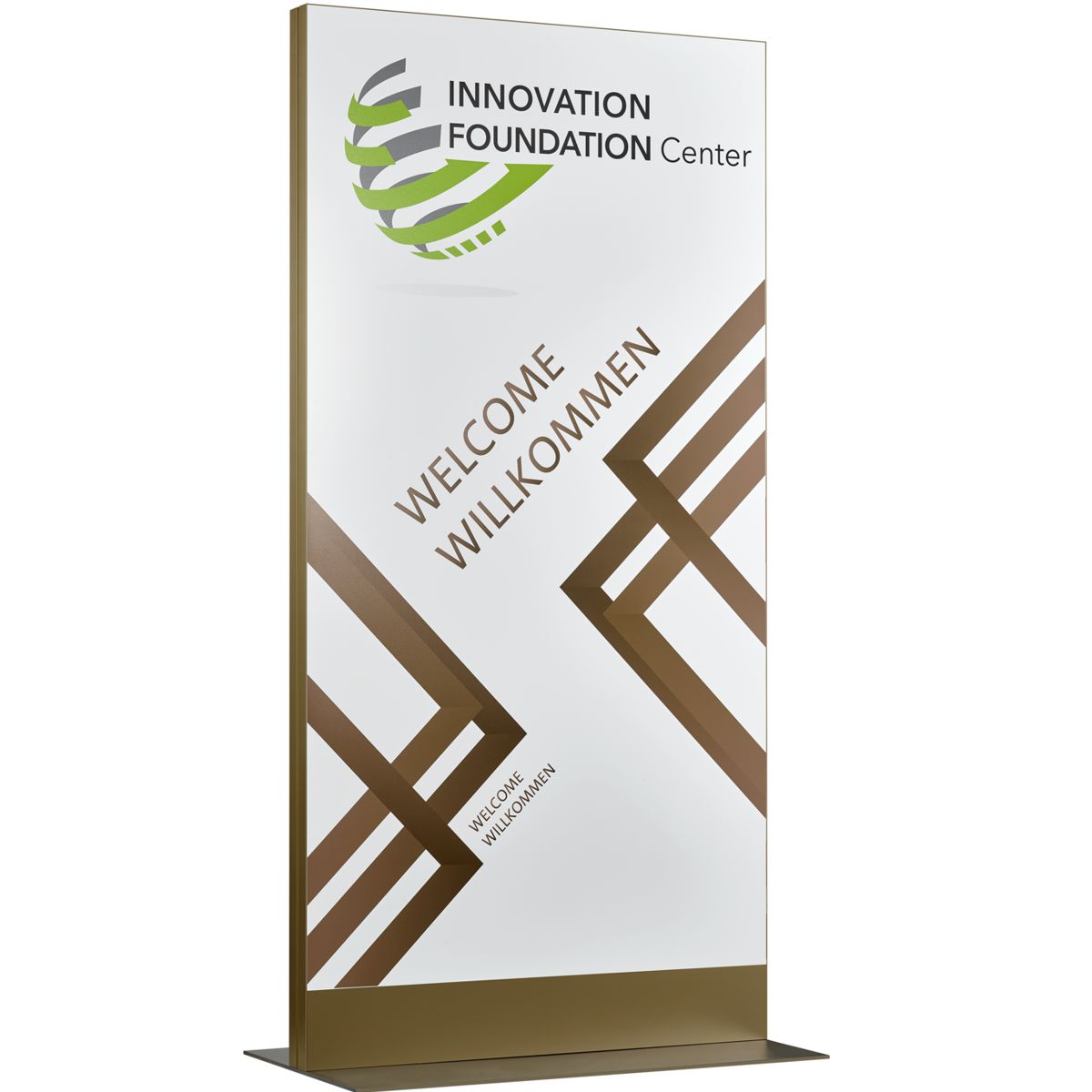 Außenaufsteller, Modell Madrid, 2.000 x 1.000 x 80 mm (H x B x T), Hochformat, Bronze, inkl. Flanschplatten