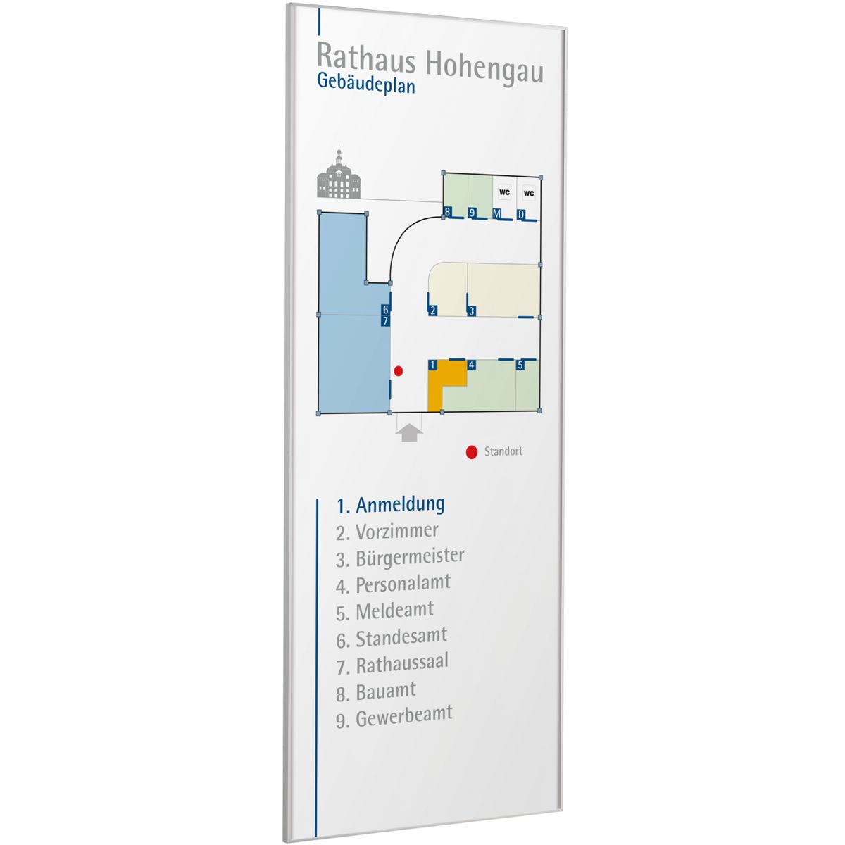 Wandschild, Modell Madrid EasyFlexx SnapFrame, 1.050 x 420 mm (H x B), Silber