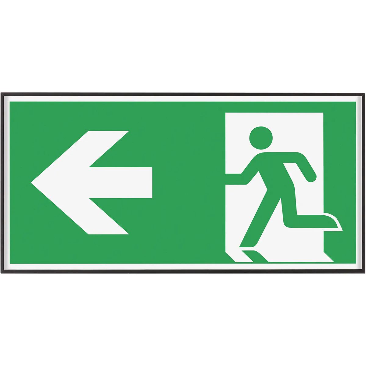 Wandschild, Modell Madrid, 150 x 299 mm (H x B), Schwarz, Beschriftung mit Einleger, optimiert für Rettungszeichen