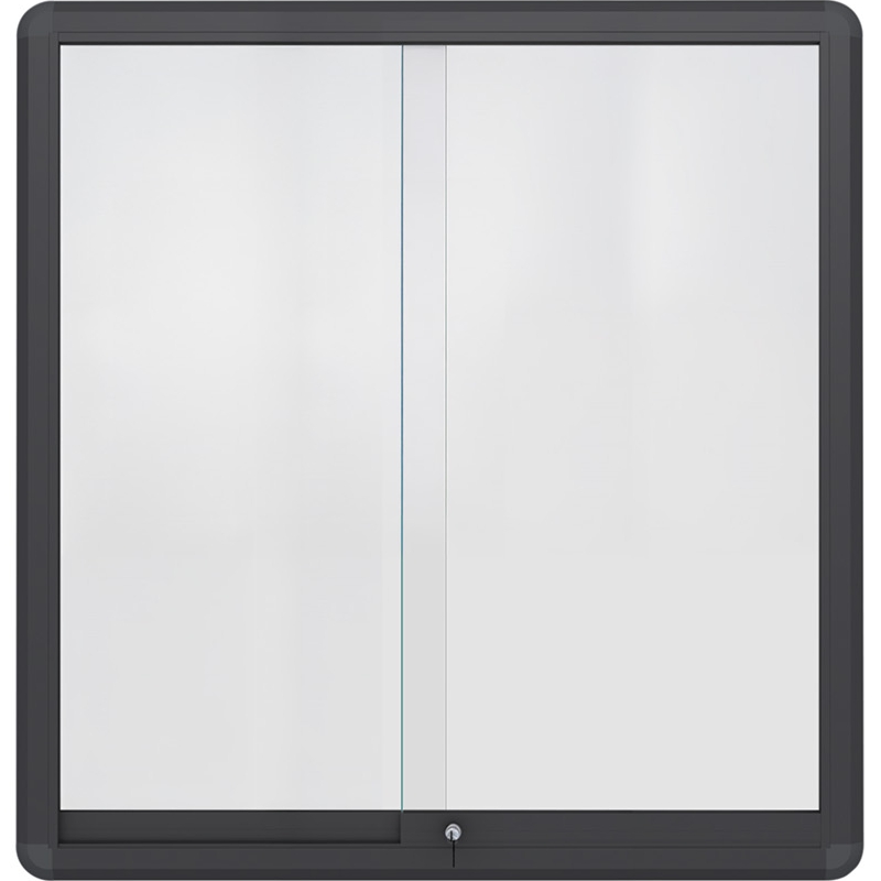 Schaukasten mit Schiebetür, Modell I, Innenbereich, Querformat, schwarz