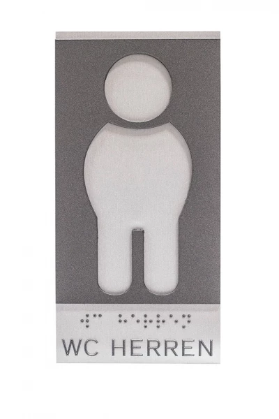 Piktogramm WC Herren mit taktiler und Braille Beschriftung