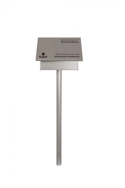 MADRID Silver Line Infostativ Pult mit Bodenplatte mit integrierter Flyerbox