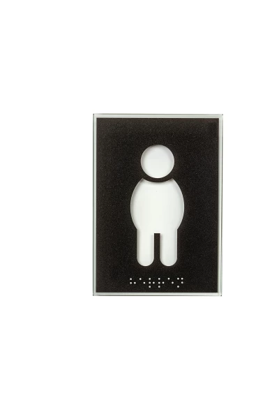 Piktogramm WC Herren, Glas, Braille, Avery 846 grau