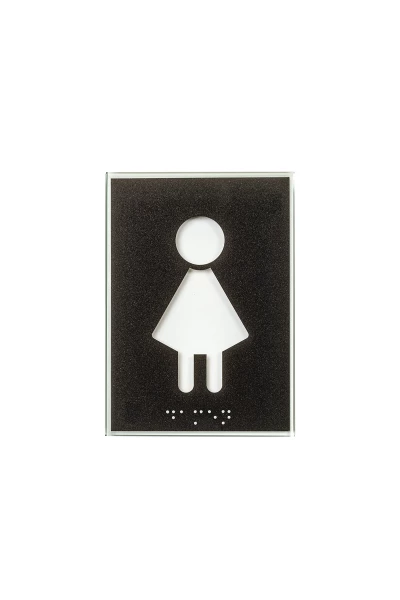 Piktogramm WC Damen, Glas, Braille, Avery 846 grau