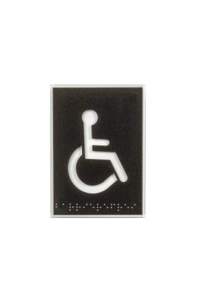 Piktogramm WC Behinderten, Glas, Braille, Avery 846 grau